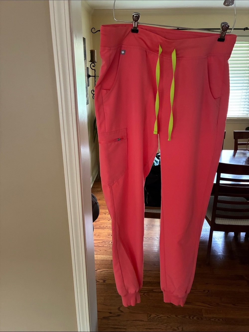 Coral Jogger Pants with Neon Drawstring